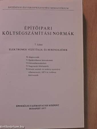 Építőipari költségszámítási normák 7.