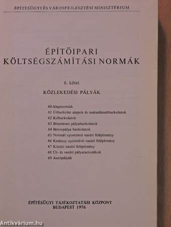 Építőipari költségszámítási normák 6.