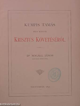 Kempis Tamás négy könyve Krisztus követéséről