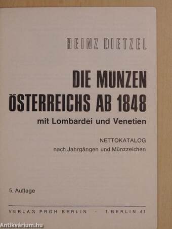 Die Münzen österreichs ab 1848 mit Lombardei und Venetien