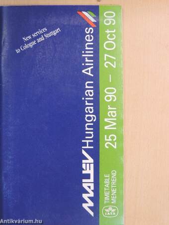 MALEV - Hungarian Airlines Timetable 25 Mar 90-27 Oct 90