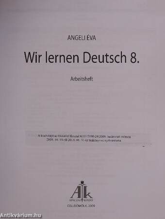 Wir lernen Deutsch 8. - Arbeitsheft