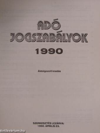 Adójogszabályok 1990