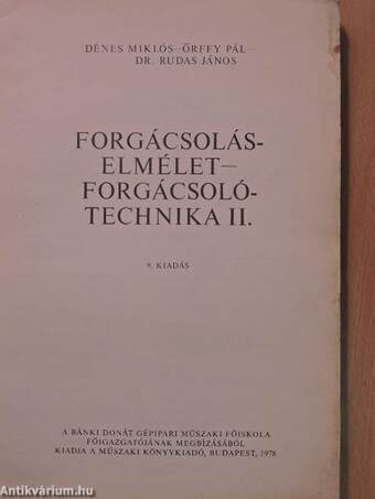 Forgácsoláselmélet és forgácsolótechnika II.