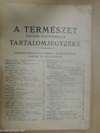 A Természet 1934. (nem teljes évfolyam)