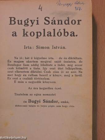 Bugyi Sándor a koplalóba