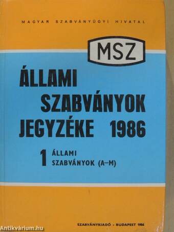 Állami Szabványok Jegyzéke 1986. 1-2.