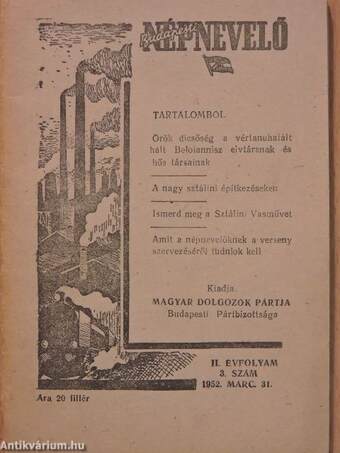 Budapesti Népnevelő 1952. március 31.