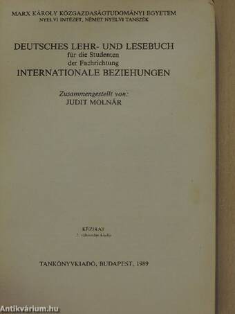 Deutsches Lehr- und Lesebuch für die Studenten der Fachrichtung internationale Beziehungen