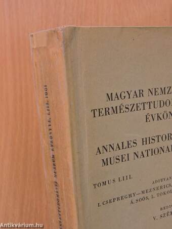 Magyar Nemzeti Múzeum-Természettudományi Múzeum évkönyve 1961.