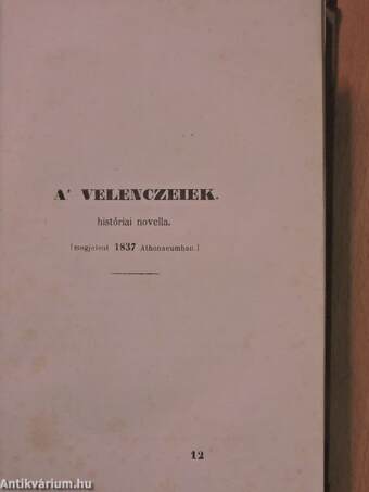 Fáy András szépirodalmi összes munkái VIII. (rossz állapotú)