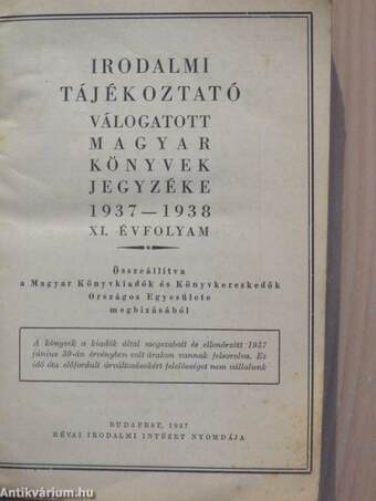 Irodalmi tájékoztató 1937-1938