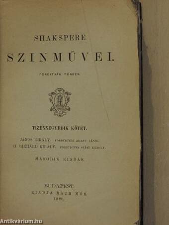 Shakspere szinművei XIV-XV.