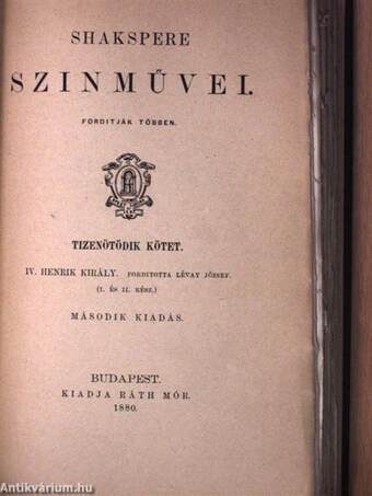 Shakspere szinművei XIV-XV.