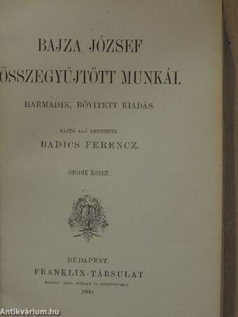 Bajza József összegyűjtött munkái V. (töredék)