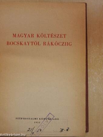 Magyar költészet Bocskaytól Rákócziig