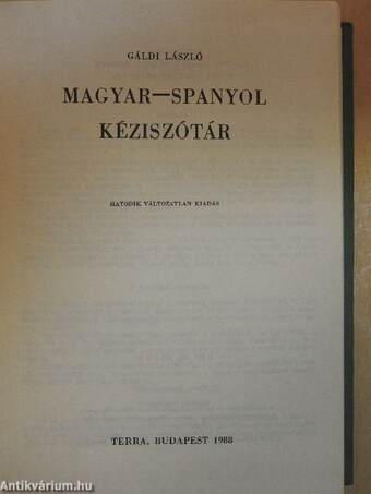 Magyar-spanyol kéziszótár