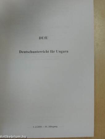 DUfU Deutschunterricht für Ungarn 1-2/2001