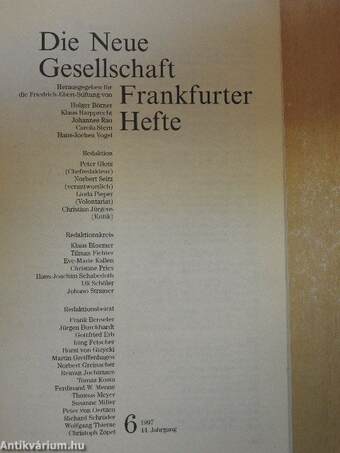 Die Neue Gesellschaft/Frankfurter Hefte 1997/6.