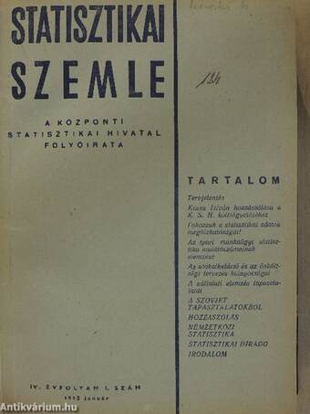 Statisztikai Szemle 1952. január-december I-II.