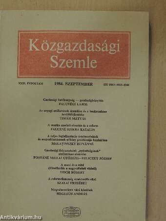 Közgazdasági Szemle 1984. szeptember