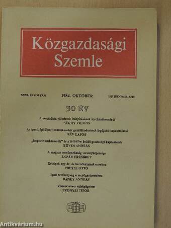 Közgazdasági Szemle 1984. október