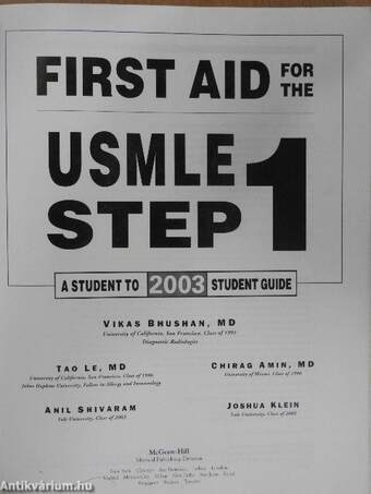 First aid for the USMLE Step 1.