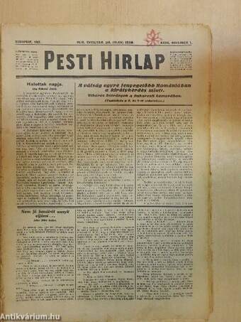 Pesti Hirlap 1927. november 1.