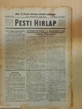 Pesti Hirlap 1927. november 4.