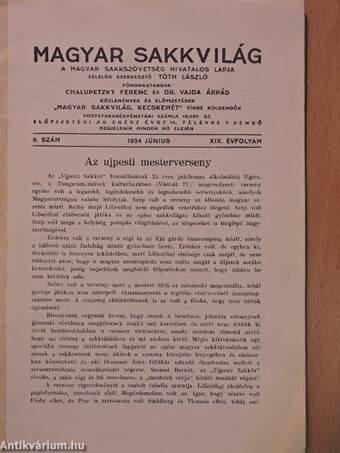 Magyar Sakkvilág 1934. június