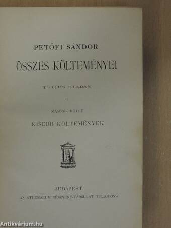 Petőfi Sándor összes költeményei II. (töredék)