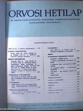 Orvosi Hetilap 1961., 1965-1967., 1969-1970. (vegyes számok) (14 db)