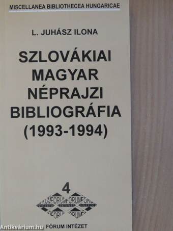 Szlovákiai magyar néprajzi bibliográfia (1993-1994)