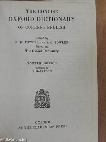 The Concise Oxford Dictionary of Current English