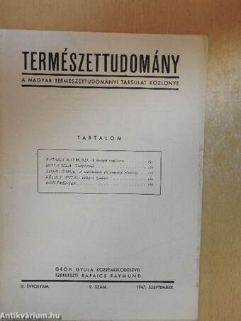 Természettudomány 1947. szeptember