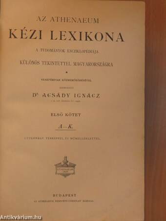 Az Athenaeum Kézi Lexikona I. (töredék)