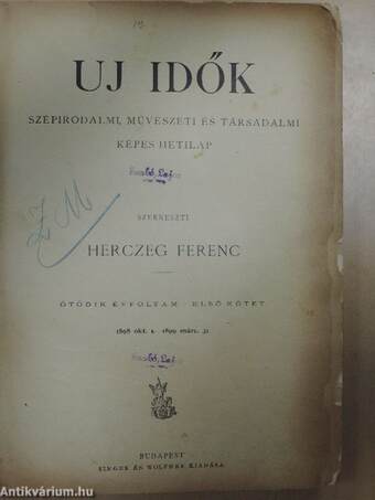 Uj Idők 1898. október 1.-1899. szeptember 24. I-II.