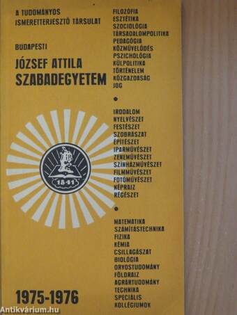 Tudományos Ismeretterjesztő Társulat Budapesti József Attila Szabadegyetem 1975-1976