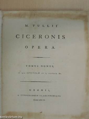 M. Tullii Ciceronis opera IX. (töredék) (rossz állapotú)