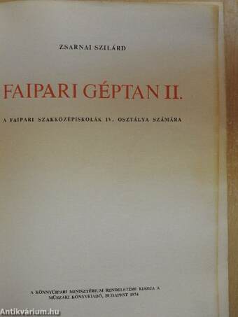 Faipari géptan II.