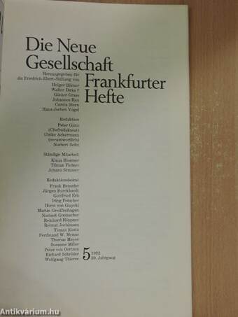 Die Neue Gesellschaft/Frankfurter Hefte 5/1992.