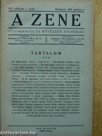 A Zene 1926-1927.