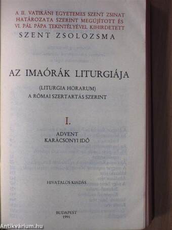 Az imaórák liturgiája I.