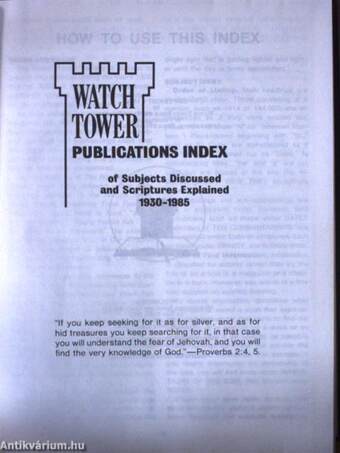 Watchtower Publications Index 1930-1985