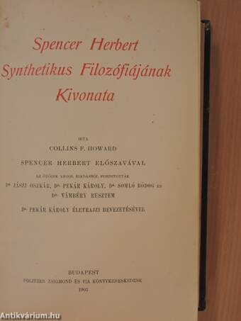 Spencer Herbert synthetikus filozófiájának kivonata