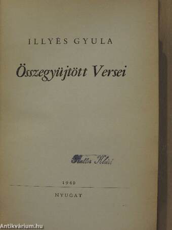 Illyés Gyula Összegyüjtött Versei