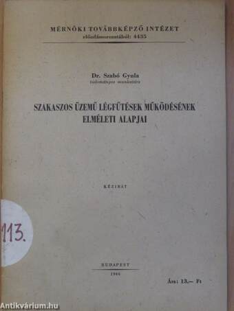 Szakaszos üzemű légfűtések működésének elméleti alapjai