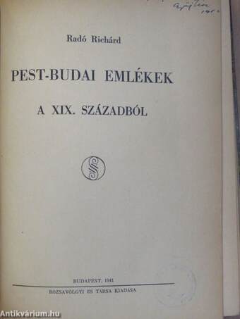 Pest-budai emlékek a XIX. századból