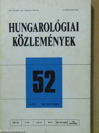 Hungarológiai Közlemények 1982. szeptember