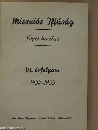 Missziós Ifjúság 1934. szeptember-1935. június